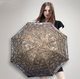 Black Glue Anti UV 2 Folding Sun Umbrella for Lace