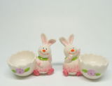 Ceramic Rabbit Single Egg Stand for Easter, Egg Holder