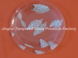 Decorative Glass Plate With Leaf Design, Tempered Glass Plate (JRECLEAR0031)