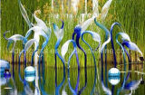 Crane Multicolour Outdoor Glass Sculpture for Decoration