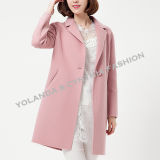100% Wool Coat/Fashion Ol Style Folded Collar Pink Wool Coat /Women's Winter Clothing