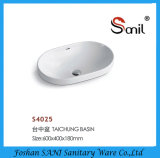 China Factory Supply Hot Sale Oval Porcelain Overmount Sink (S4025)
