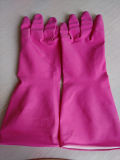 Pink Sprayed Flocklined Household Latex Gloves-60