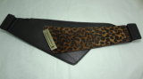 Lady Elastic Fashion Belt with Leopard PU