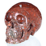Natural New Brecciated Jasper Carved Human Skull Carving #1A87, Crystal Healing