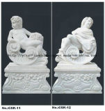 Natural Stone Carving White Marble Angel Character Sculpture (YKCSK-07)