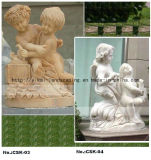 Natural Stone Carving White Marble Angel Character Sculpture (YKCSK-03)