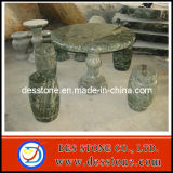 Caving Green Serpentine Marble with Courtyard Table