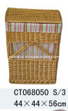 Rectangular Laundry Basket with Fabric Lining and Lid (CT068050 S/3)