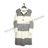 100% Handmade Fashion Single Breasted Fold Collar Two-Tone Wool Coat/Outer Wear