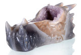 Natural Geode Amethyst Dragon Skull Carving (1A45)