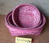Pink Round Wooden Splint Basket (A2006014)