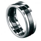 Mens Stainless Steel with Black Centre Ring