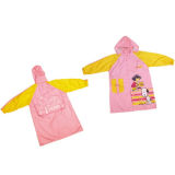 Cartoon Pink Mixed Yellow Color Kids Polyester Raincoat
