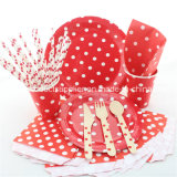 Red Polka DOT Party Paper Tableware for Wedding Decoration