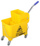 Yellow Plastic Cleaing Cart with Single Bucket 20L