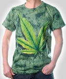New Arrived Tie Dye in Leaves Design Men's Round Neck T-Shirt
