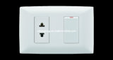 South America 2 Pin Socket with 1 Gang Switch