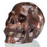 Natural Red Ryolite Stone Crystal Human Skull Carving Sculpture Decor 11b31