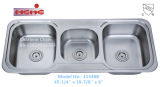 Above Counter Triple Bowl Stainless Steel Kitchen Sink (11548B)