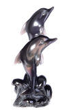 Natural Rainbow Obsidian Dolphin Stone Carving, Hand Made Figure (T69)