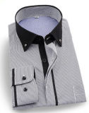 Men's Wrinkle Free Piping Striped Button Down Collar Business Shirt