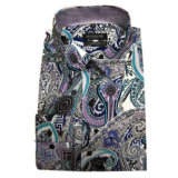 100% Cotton American Style Casual Long Sleeve Printed Paisley Shirt