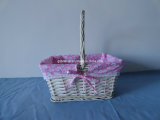 White Willow Gift Basket with Pink Fabric Lining (WGB006)