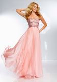 Pink Beading Long Ciffon Party Prom Evening Dresses