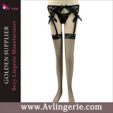 Women's Ideal Garter Belt Bowknot Lace Suspender Mesh Stockings (DY01-016b)