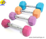 Gym Fixed Colorful Rubber Coated Hex Dumbbell