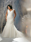 Plus Size Ivory V-Neck Trumpet Brdial Wedding Gown