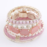 Pink Crystal Bead and Pearl Bracelet