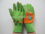 Orange Cotton Green Latex Glove (DCL525)