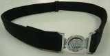 Black Military Belt with Tricolor Alloy Buckle
