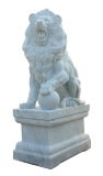 White Marble Lion Carving Sculpture (ANL052)