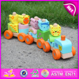 2015 Hot Sale Wooden Blocks Train Set Toys Animal Vehicles Toys, Cute Wooden Animal Blocks Train Toy, Pull Line Train Toy W04A066