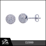 925 Silver Rhinestone Round Women Accessory Fashion Earrings