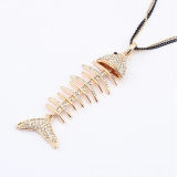 2013 Antique Alloy Gold Fashion Fish Bone Jewelry Necklace Pendant