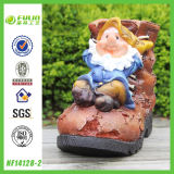 Wholesale Polyresin Dwarf on Boot Flower Pot (NF14128-2)