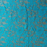 Lake Blue Flora Lace Fabric 100% Polyester