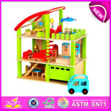 New Product Wooden Doll House Toy for Kids, Colorful Wooden Toy Doll House, Cheap Price Wooden Toy Doll House Toy for Baby W06A096
