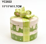 Hand-Painted Ceramic Round Christmas Gift Boxes