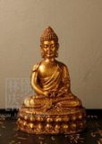 6056-83 Gold Leaf Handmade Religious Arts Carved Unique Craft Buddha Sculpture