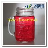 16oz Mason Jar with Handle Square Mason Glass Jar for Beverage Wholesale