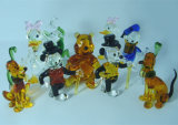 Glass Mickey Mouse and Donald Duck for Decoration