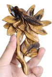 Natural Yellow Tiger's Eye Flower & Insect Carving #Ab84