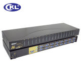 Ckl 16 Ports 16 in 1 out VGA PS2 Kvm Switch with IR Remote Control and 16 PCS Cables