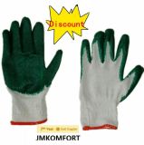 Cheap T/C Work Glove Coated Green Latex (JMC-383B)