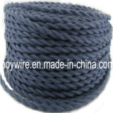 Dark Grey Cloth-Covered Twisted Electrical Wire